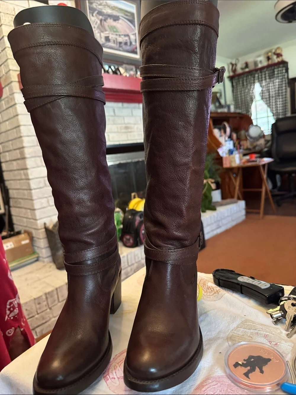 Frye Dark Brown Over-the-Knee Leather Boots